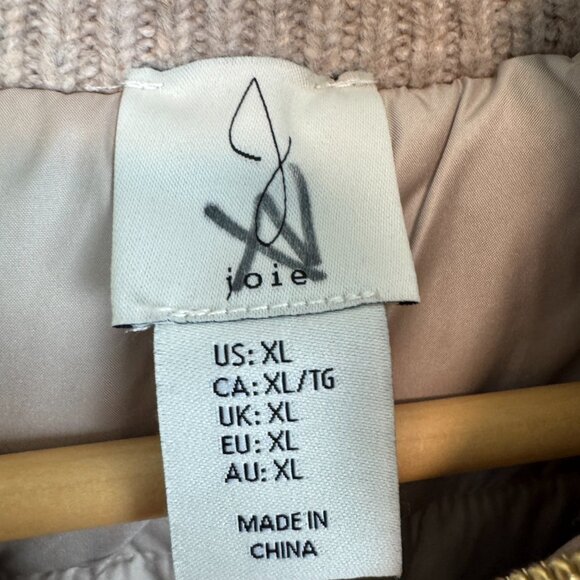 Joie Cable Knit Puffer Vest Womens XL beige full zip - Picture 6 of 7